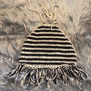 Halter tank top with open back